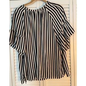 Loft Black & White Striped Top